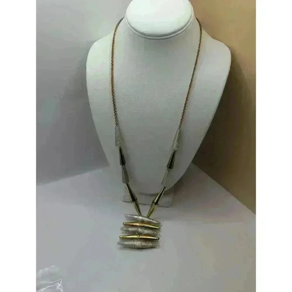 Jewelmint Gold Tone Beaded Pendant Statement Necklace